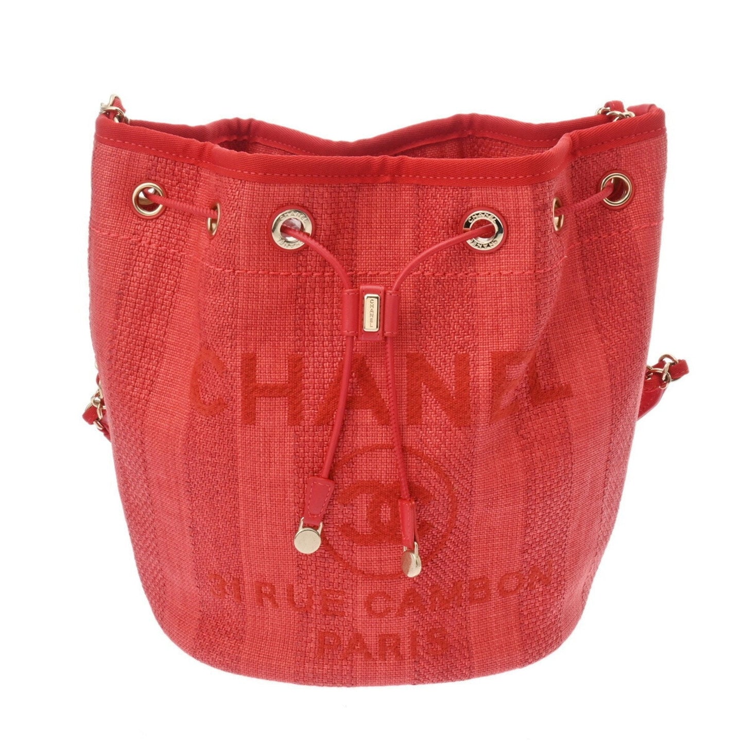 Chanel Sac Deauville en paille rouge