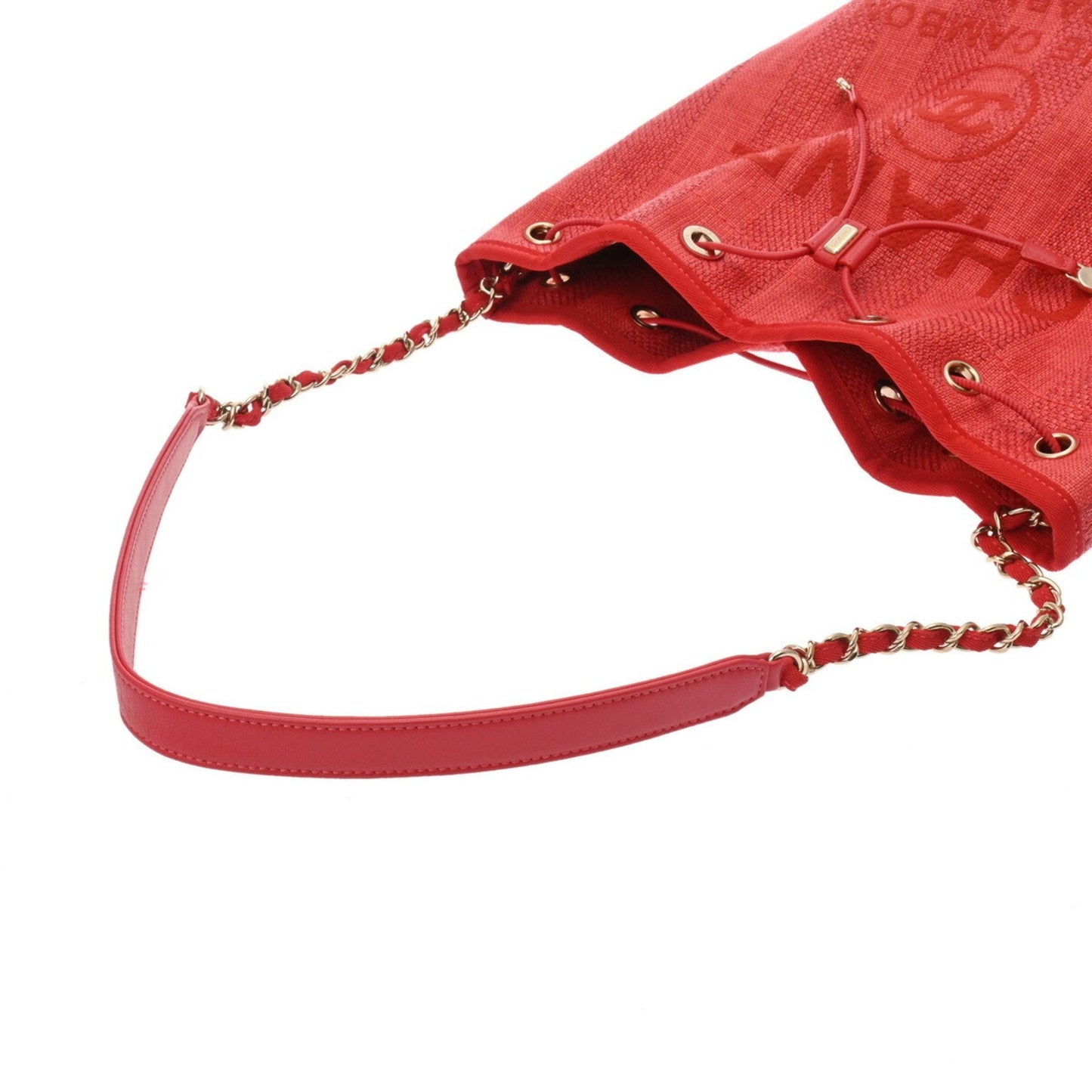 Chanel Sac Deauville en paille rouge