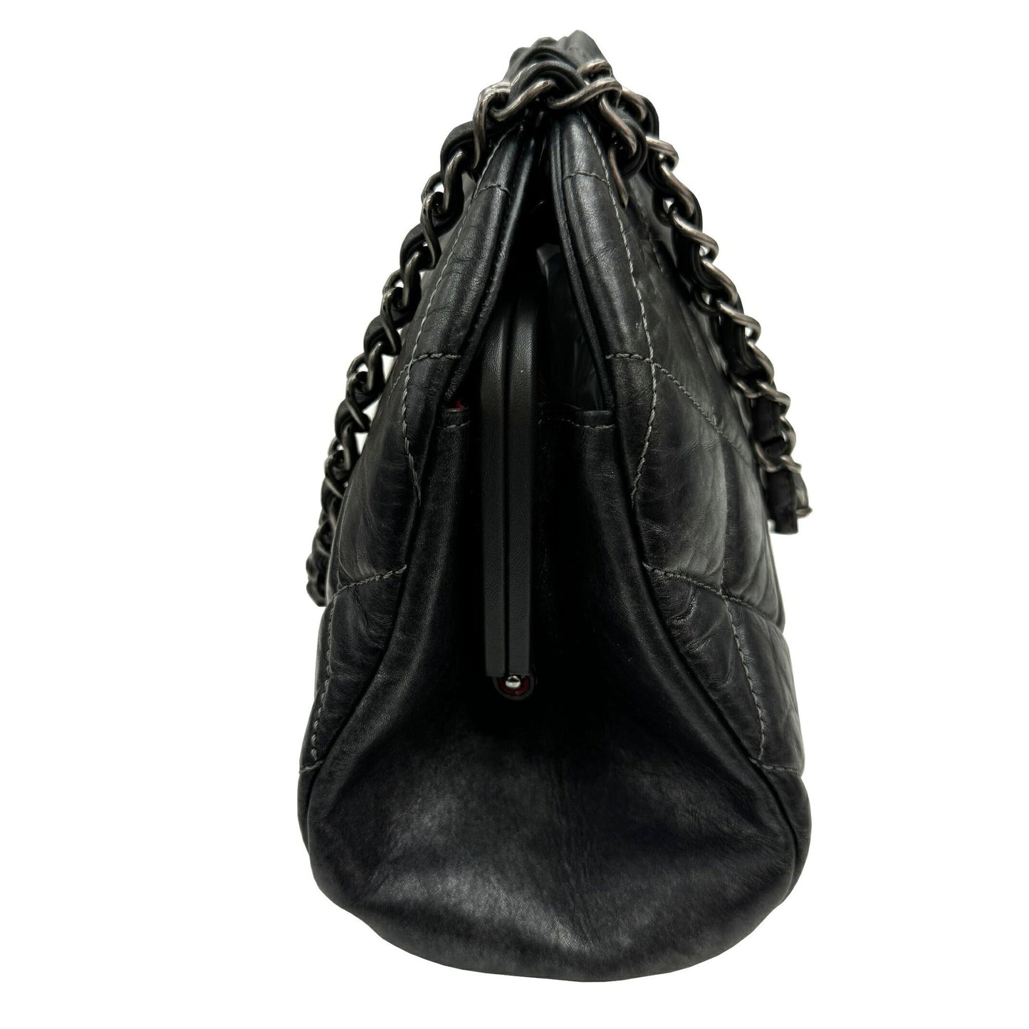 Chanel Sac Mademoiselle en cuir gris