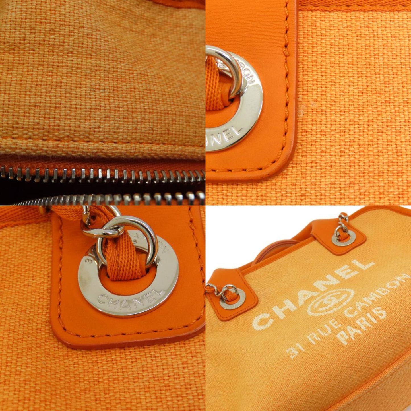 Chanel Sac Deauville en toile orange