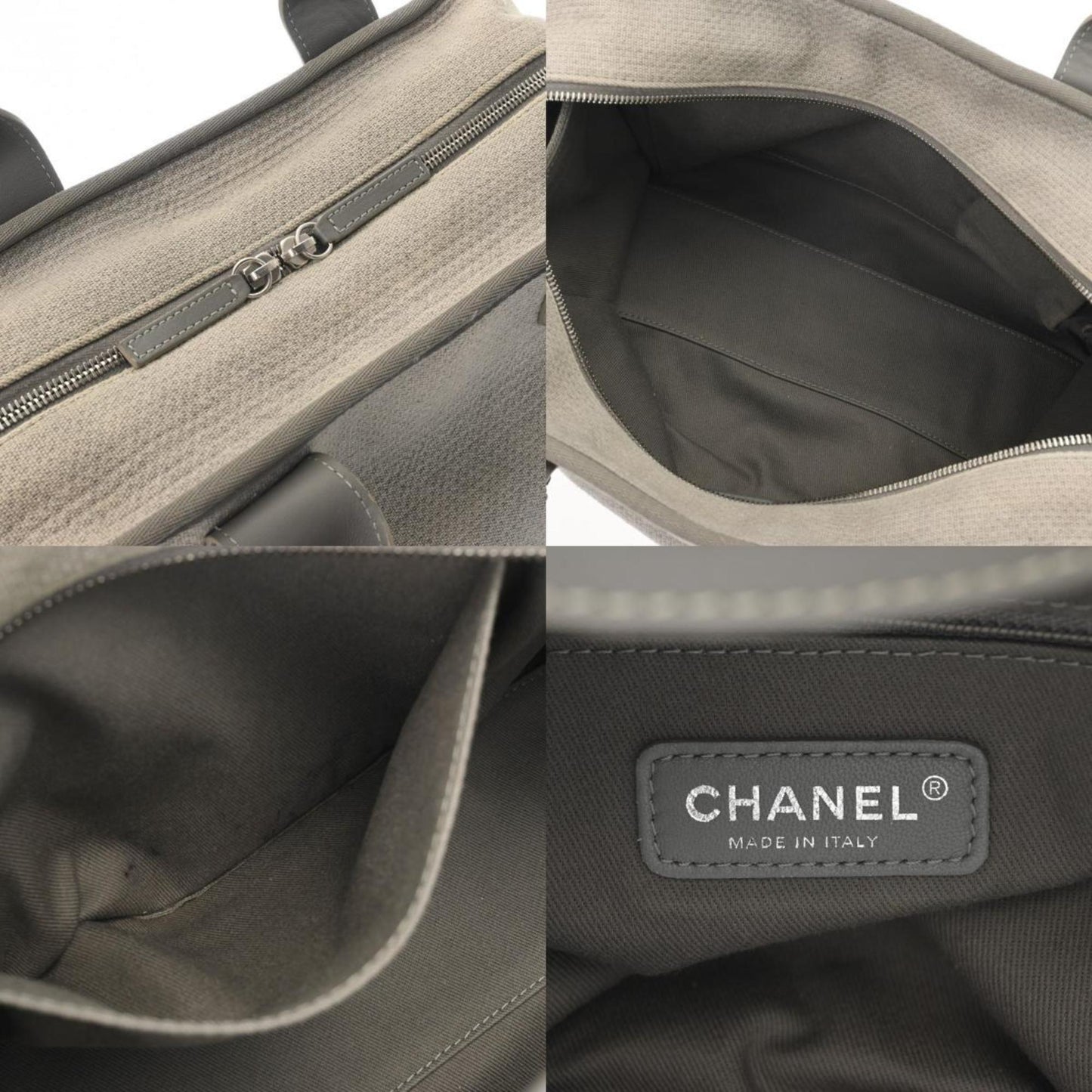 Chanel Sac Deauville en toile gris