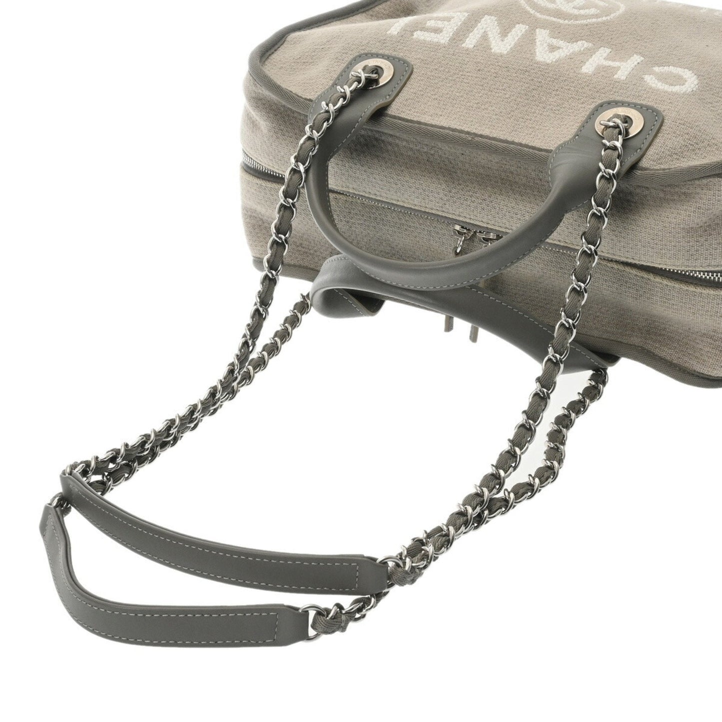 Chanel Sac Deauville en toile gris