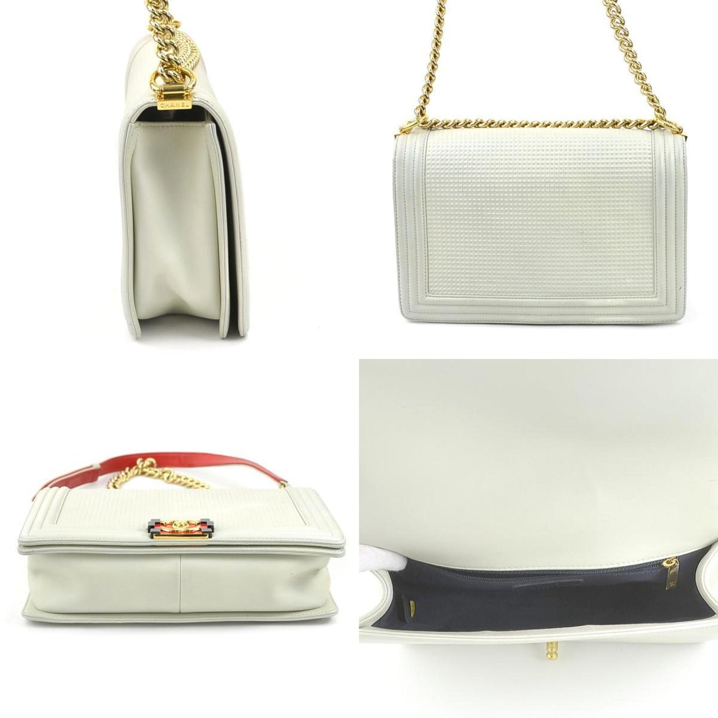 Chanel Sac Boy en cuir blanc