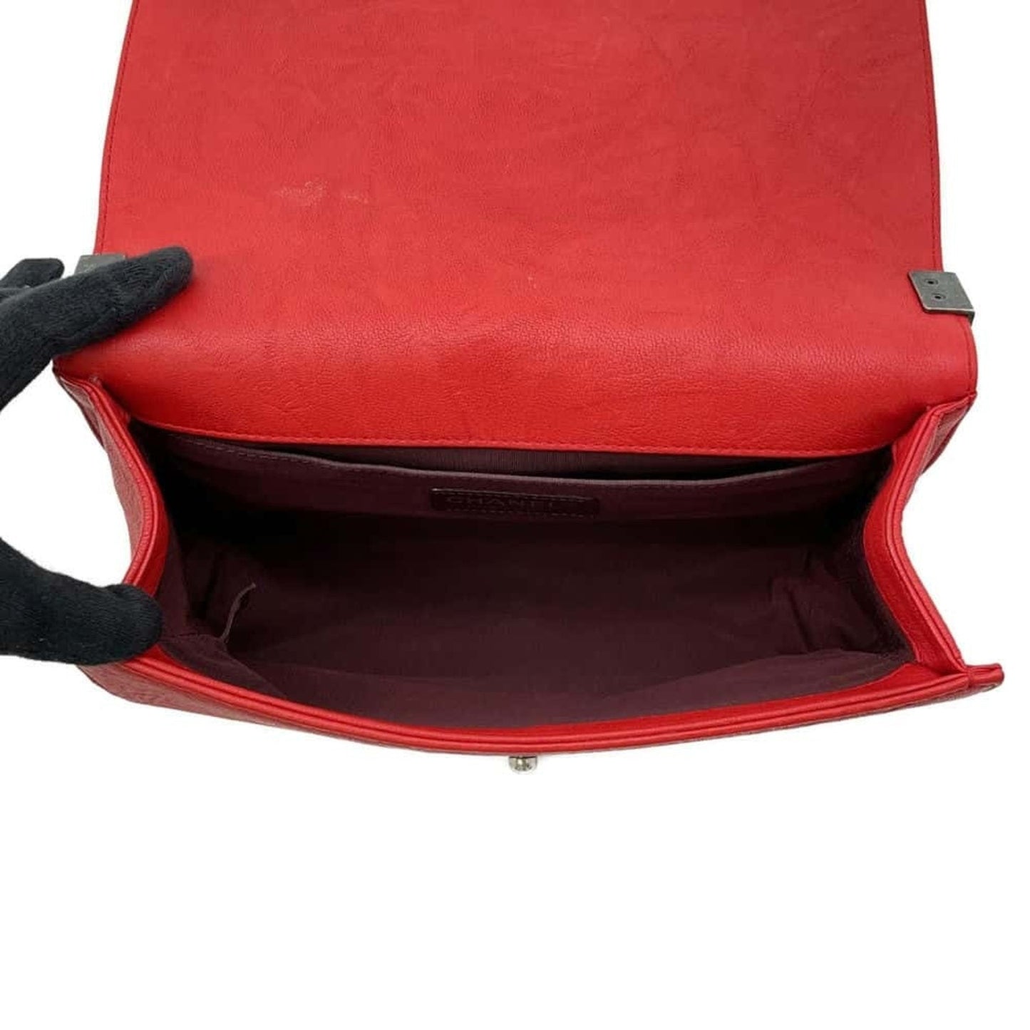 Chanel Sac Boy en cuir rouge