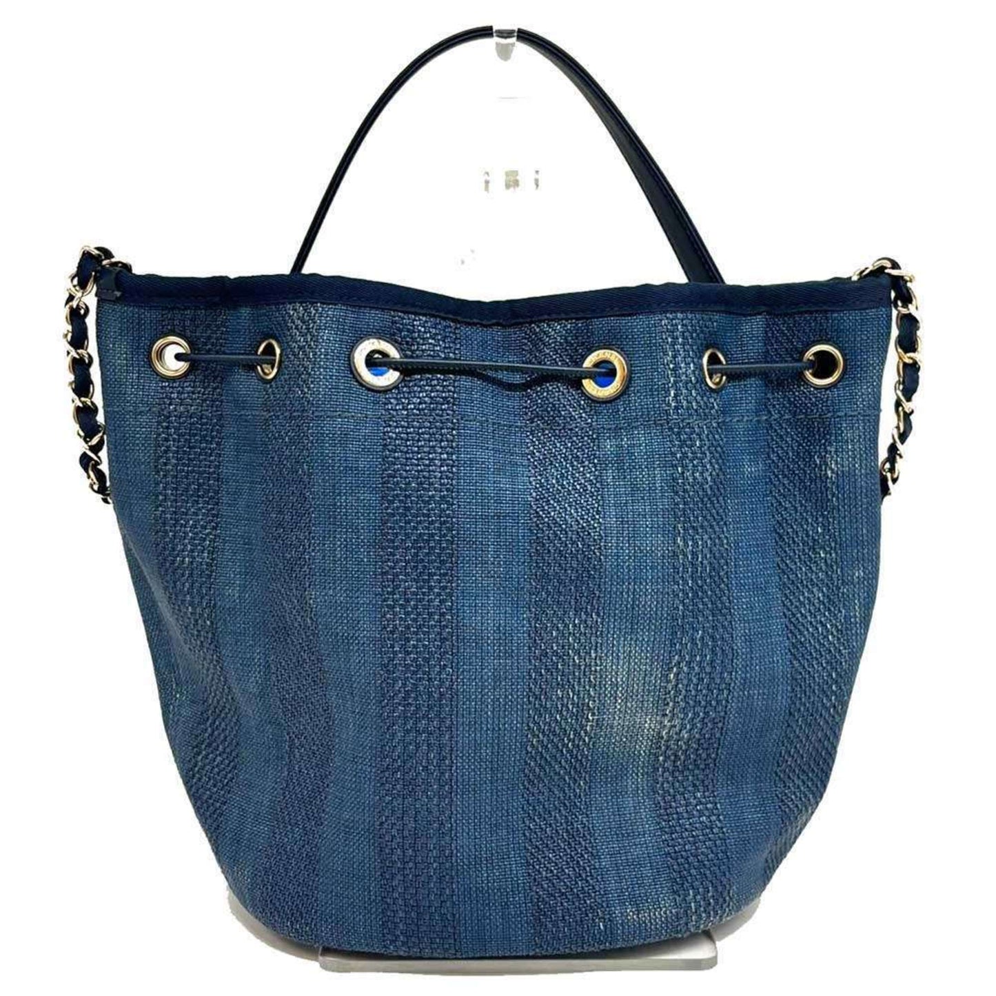 Chanel Sac Deauville en raphia bleu