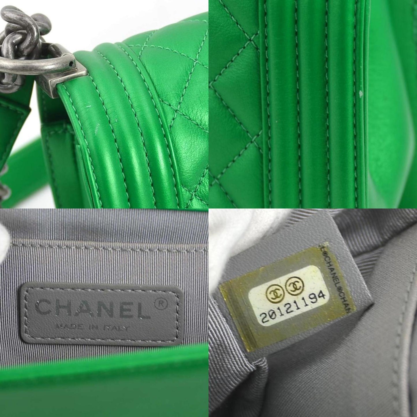 Chanel Sac Boy en cuir vert