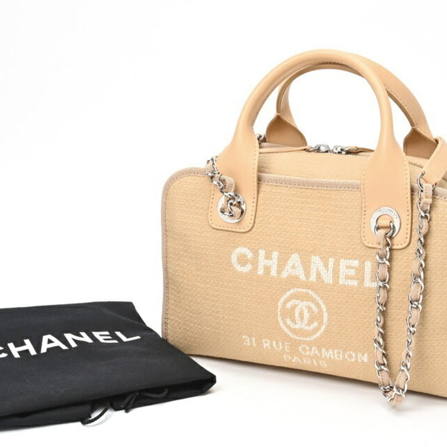 Chanel Sac Deauville en toile beige