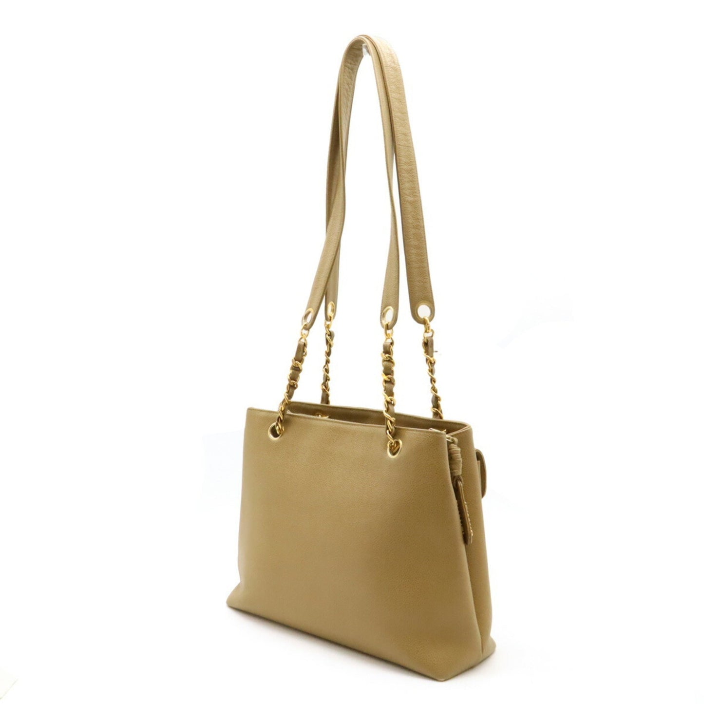 Chanel Sac Chain Tote en cuir caviar beige