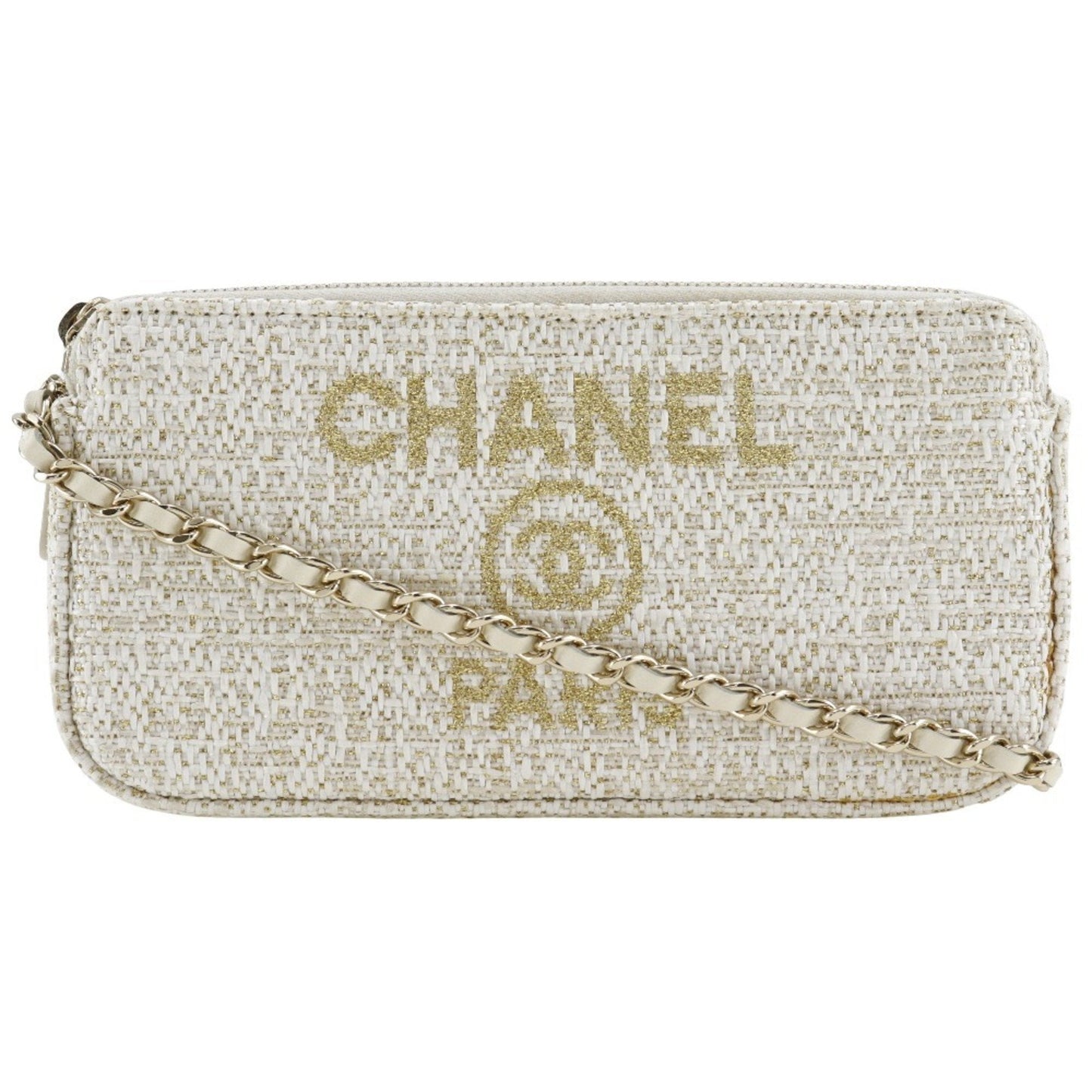Chanel Sac Deauville en tweed blanc