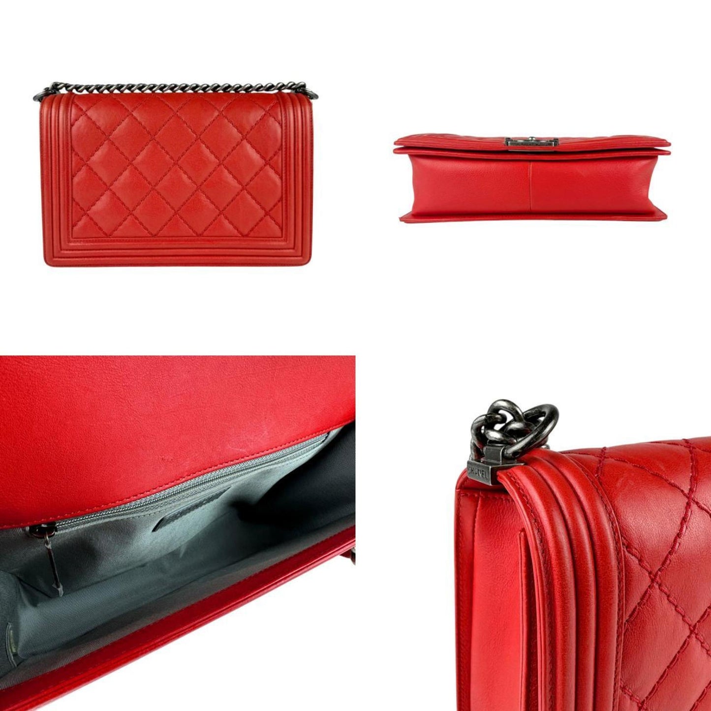 Chanel Sac Boy en cuir rouge