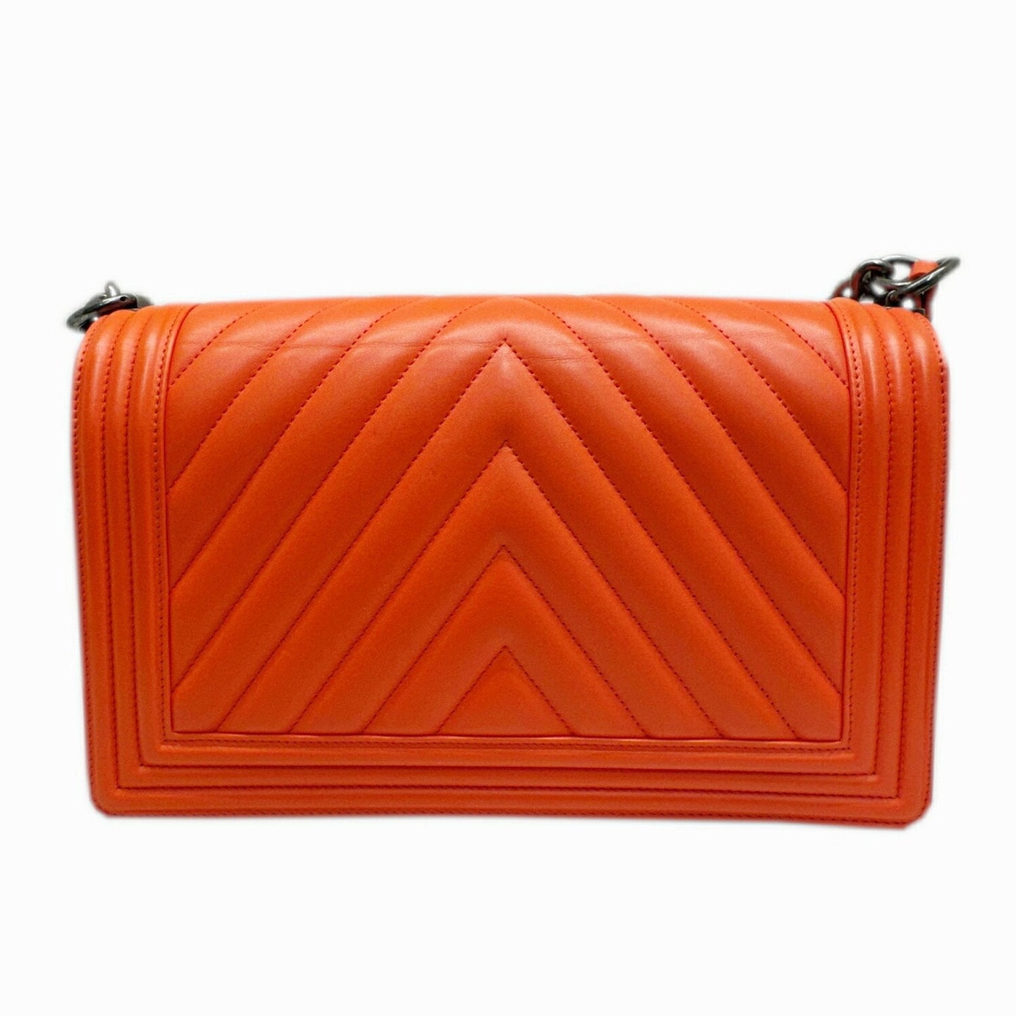 Chanel Sac Boy en cuir orange