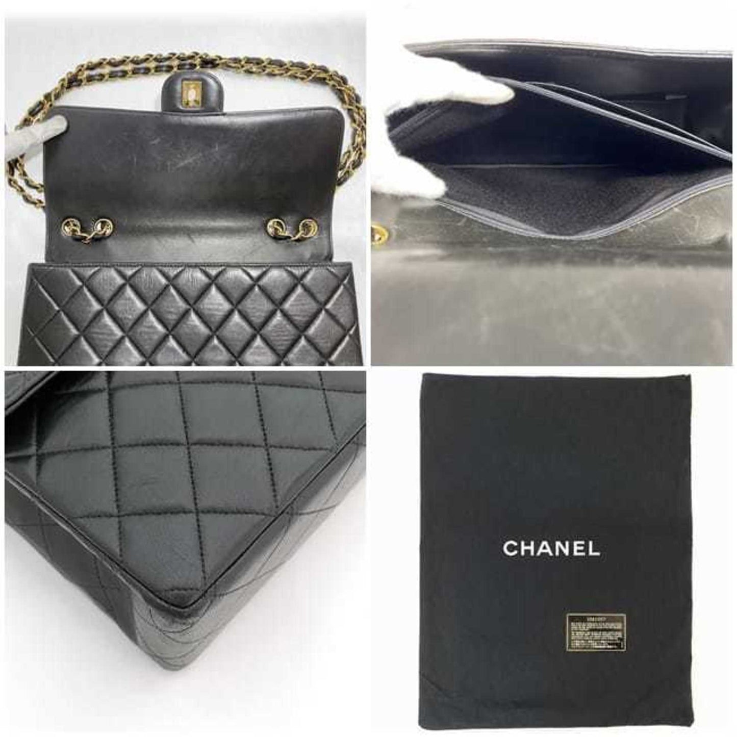 Chanel Sac Chain Flap en cuir noir