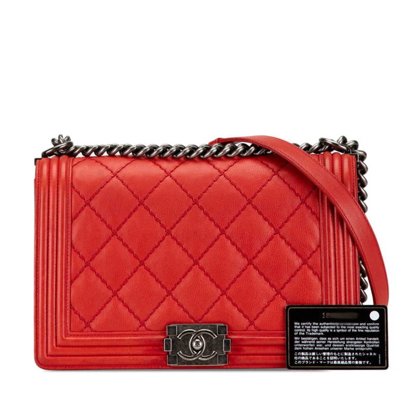 Chanel Sac Boy en cuir rouge