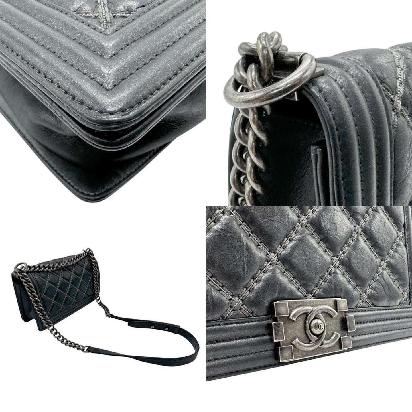 Chanel Sac Boy en cuir noir