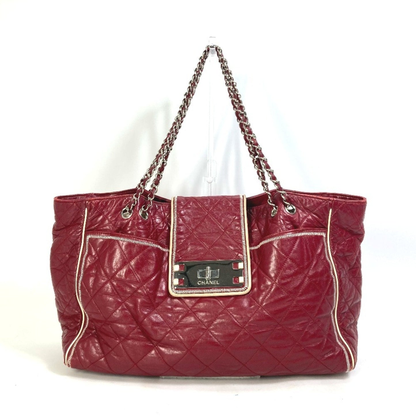 Chanel Sac Chain Tote en cuir rouge