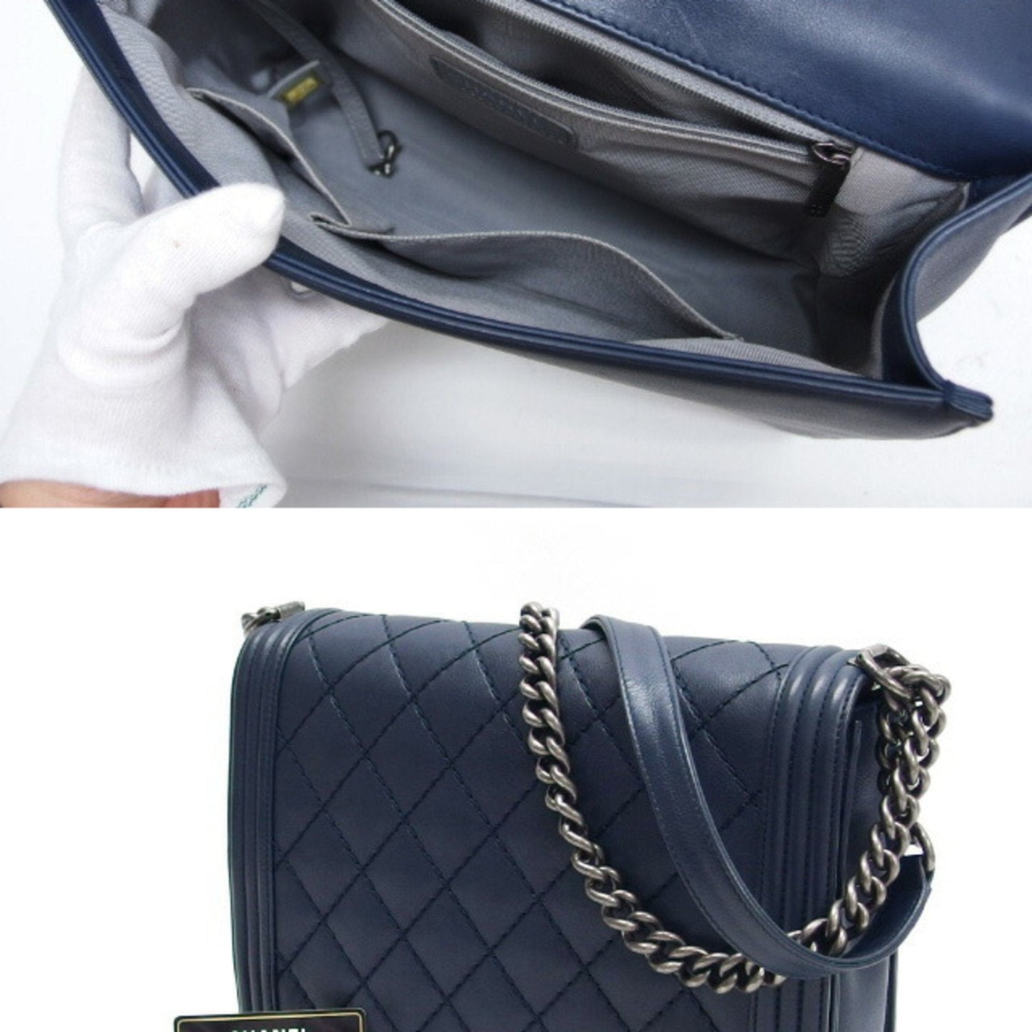 Chanel Sac Boy en cuir bleu