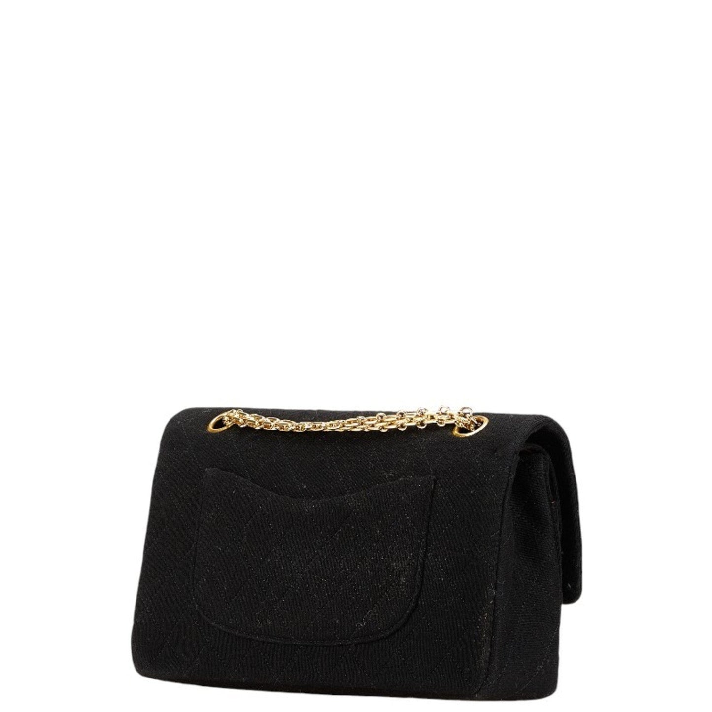 Chanel Sac Double Flap en coton noir