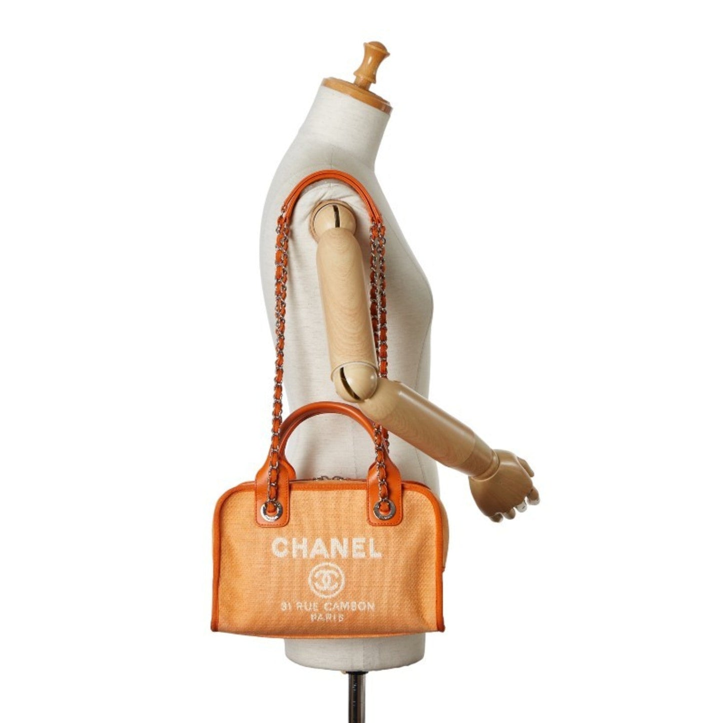 Chanel Sac Deauville en toile orange