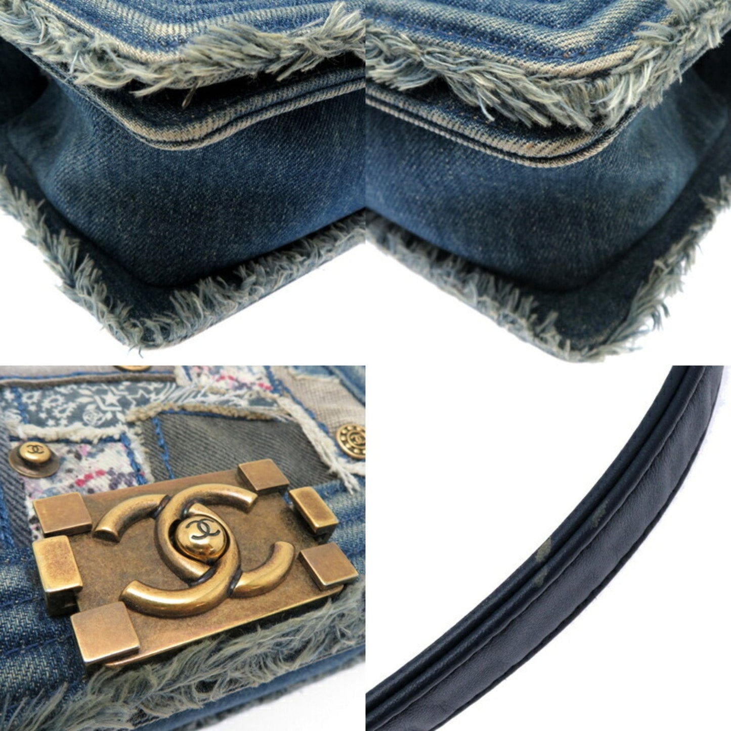 Chanel Sac Boy en denim bleu