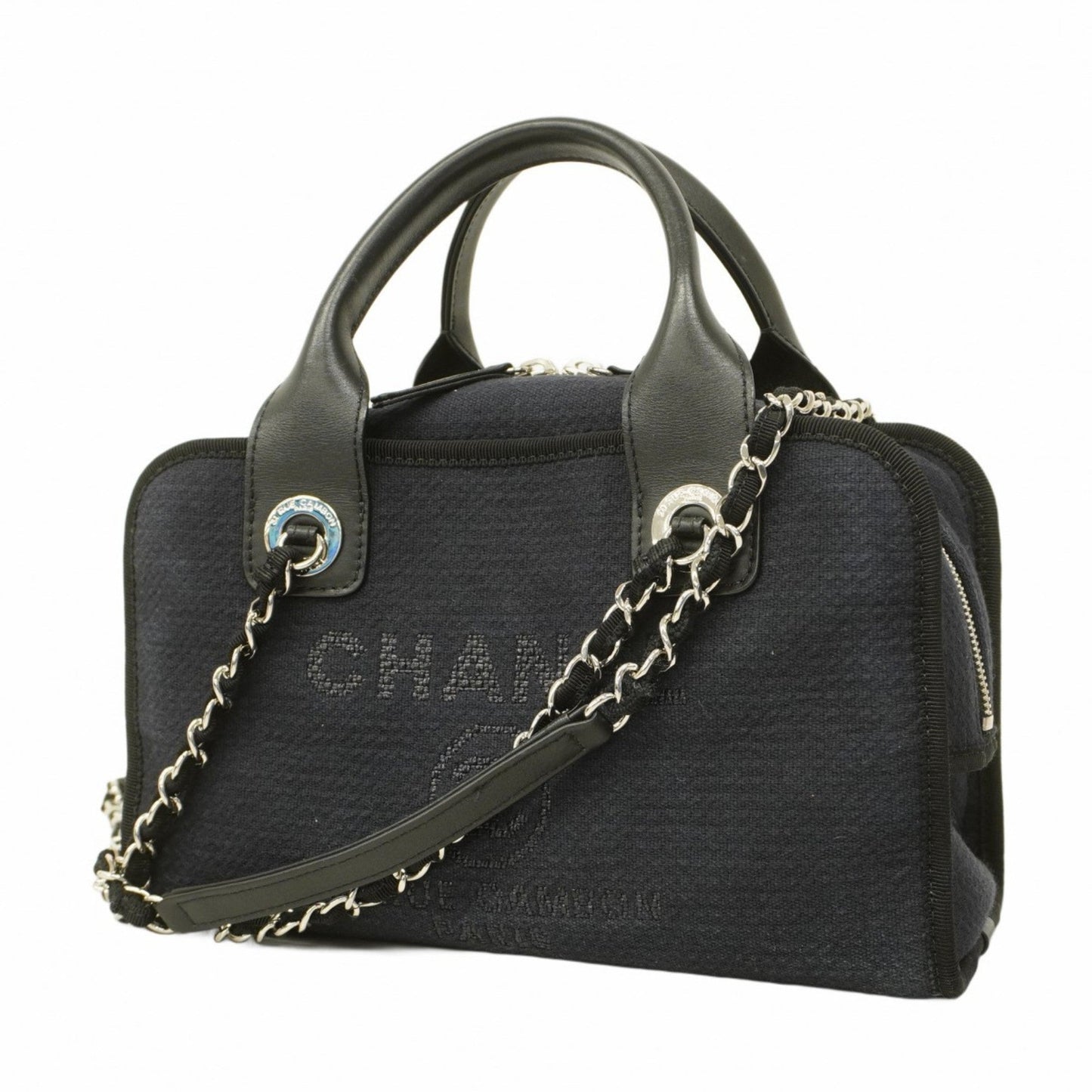 Chanel Sac Deauville en toile noir