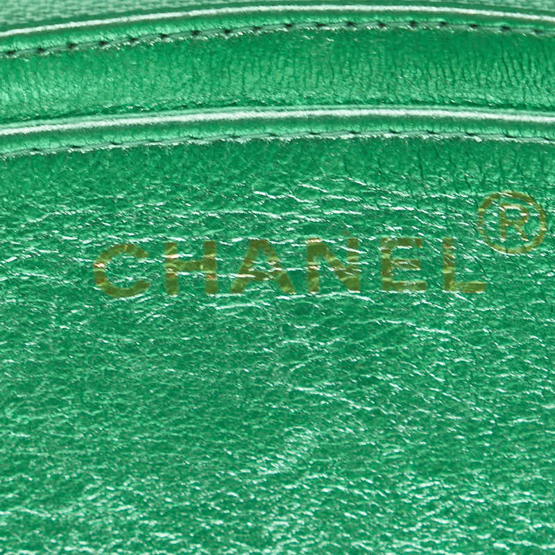 Chanel Leather Coco Mark Matelasse Handbag Green Gold