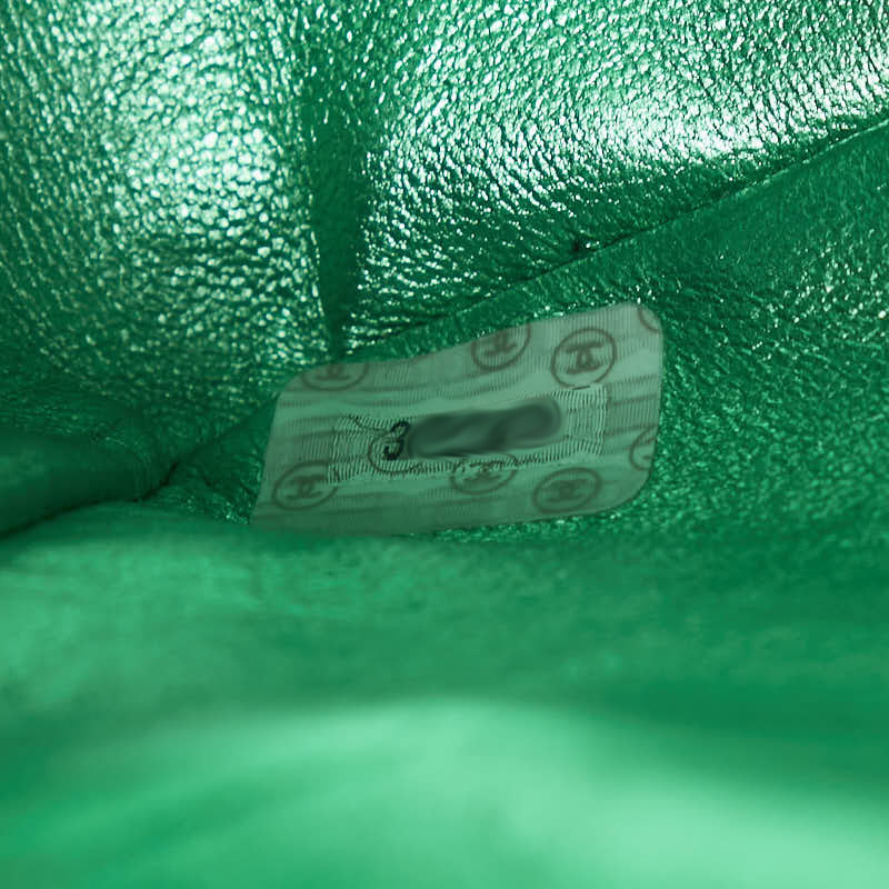 Chanel Leather Coco Mark Matelasse Handbag Green Gold