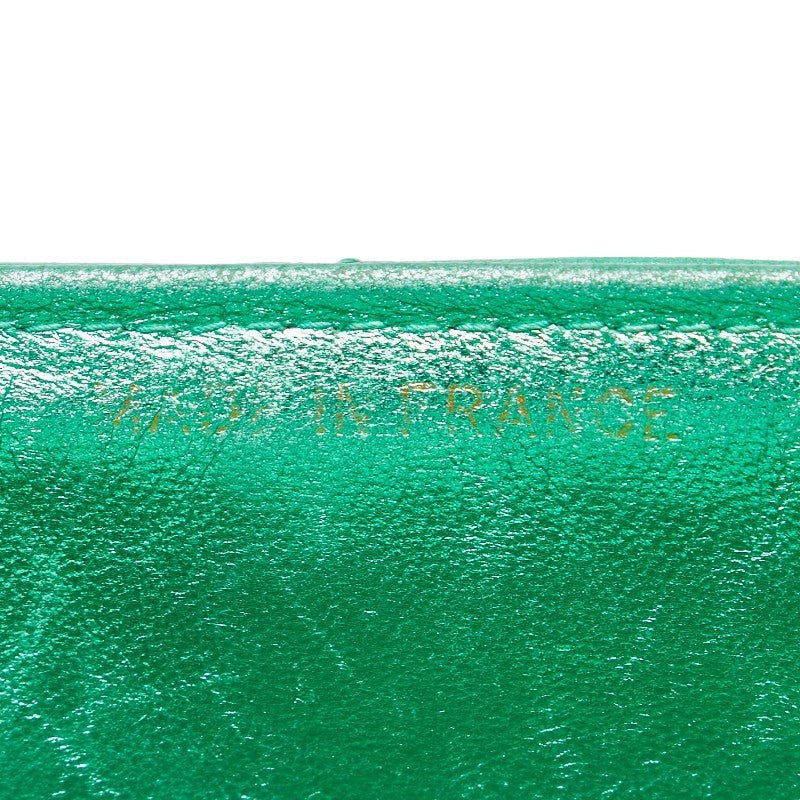 Chanel Leather Coco Mark Matelasse Handbag Green Gold