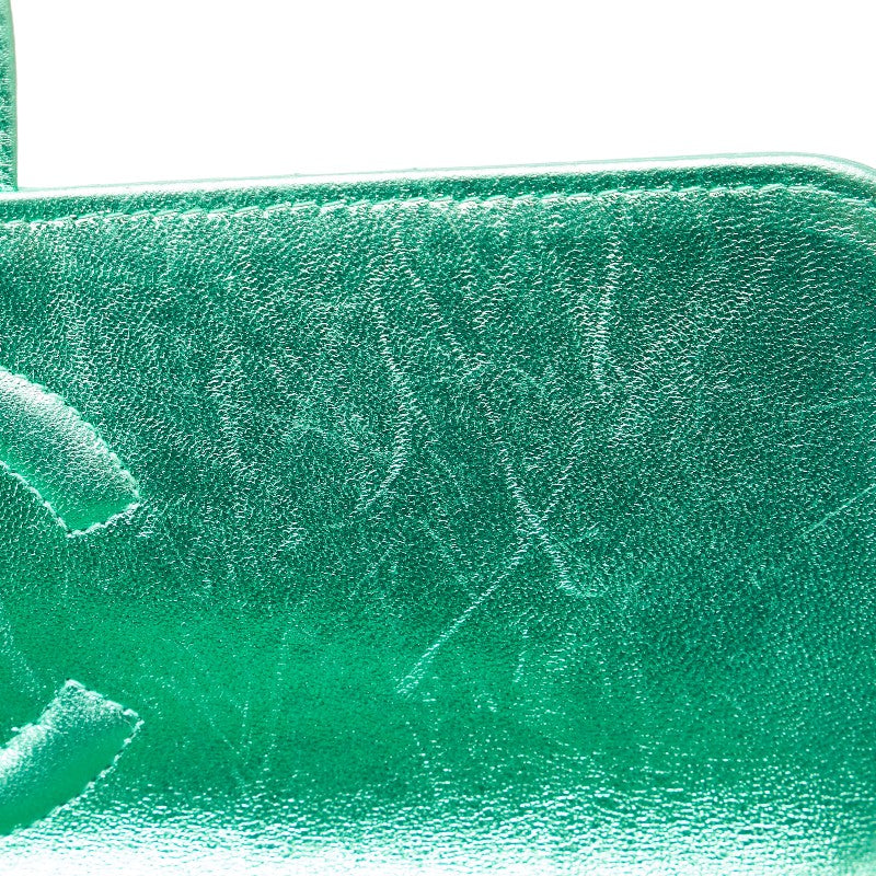 Chanel Leather Coco Mark Matelasse Handbag Green Gold