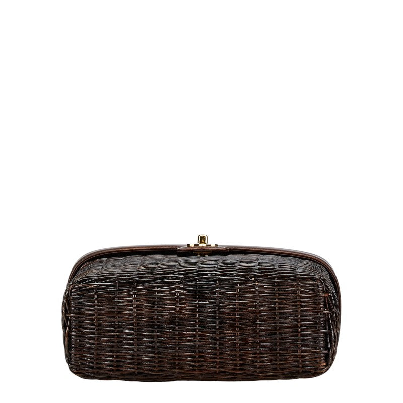 Chanel Coco Mark Rattan Handbag Brown