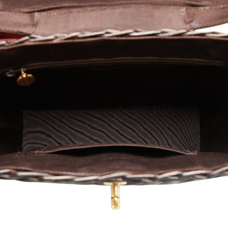 Chanel Coco Mark Rattan Handbag Brown