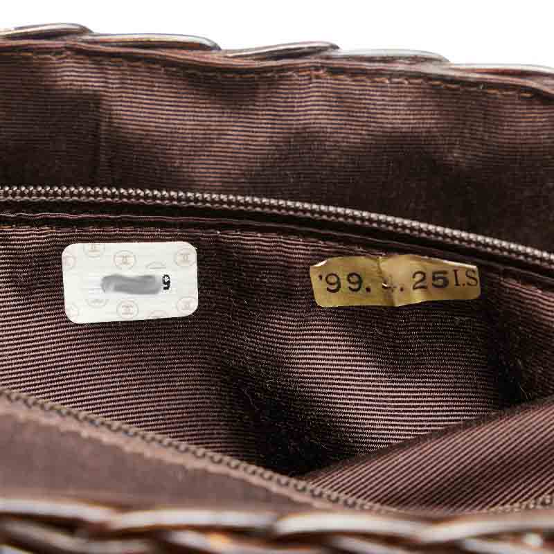 Chanel Coco Mark Rattan Handbag Brown