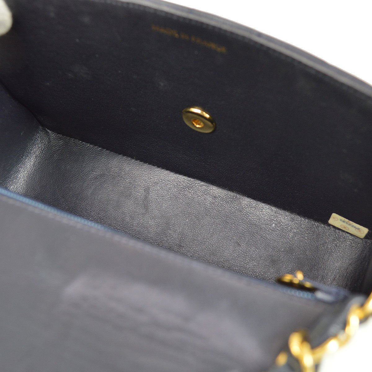 CHANEL 1991-1994 Vertical Border Flap Small Navy Lambskin