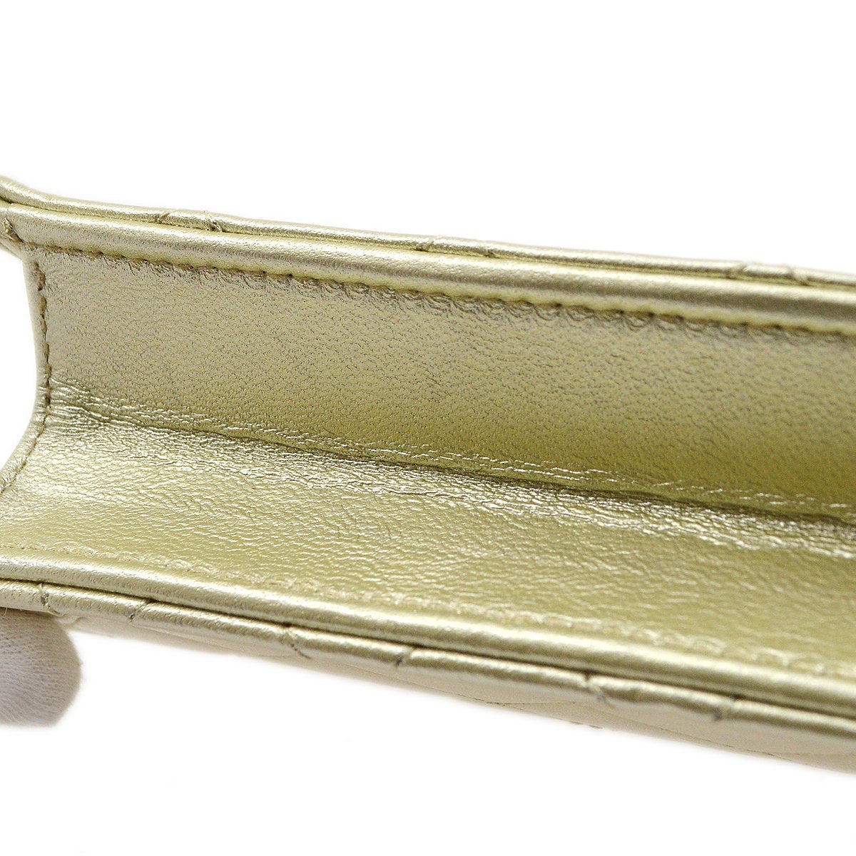 CHANEL 1989-1991 Gold Lambskin Straight Flap Micro