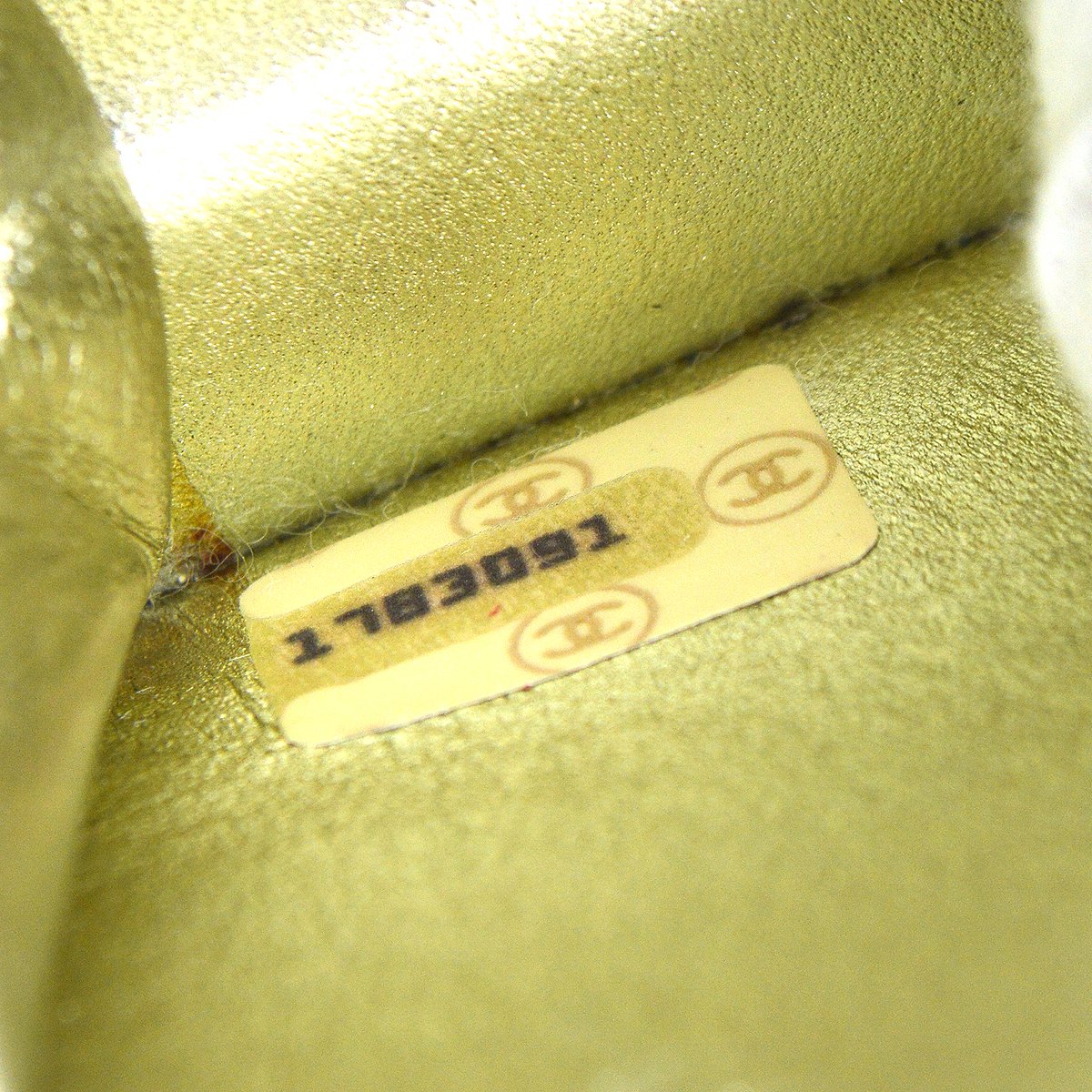 CHANEL 1989-1991 Gold Lambskin Straight Flap Micro