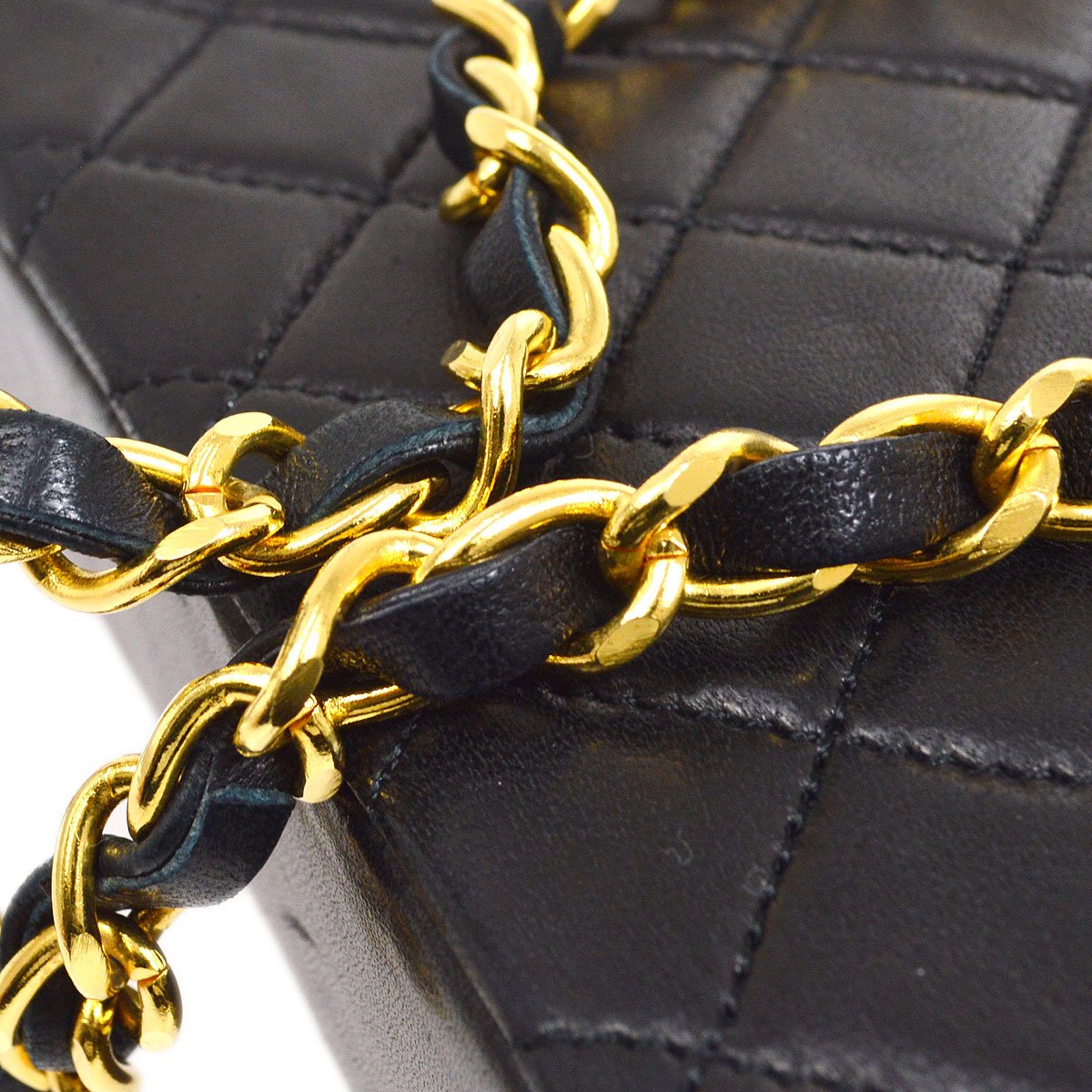 CHANEL 1989-1991 Black LAMBSKIN Straight FLAP MICRO