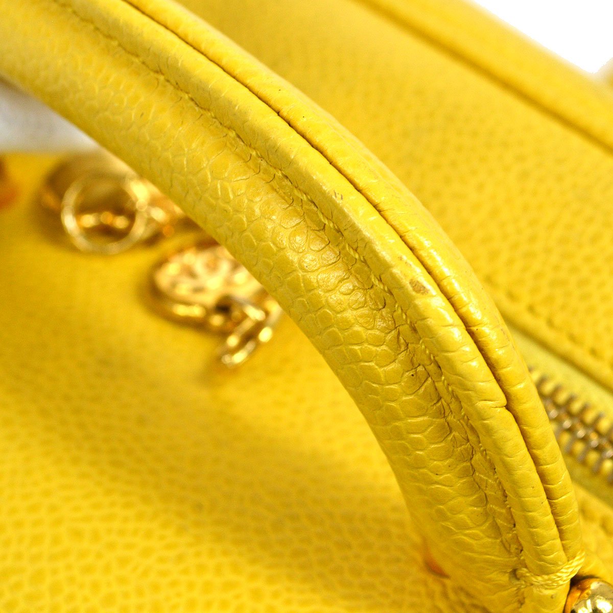 CHANEL 1997-1999 Yellow Caviar Lunch Box Vanity