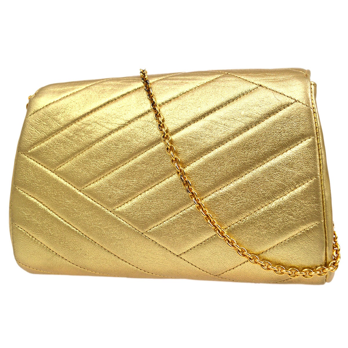 CHANEL 1991-1994 Christal & Gold CC Diagonal Evening Bag