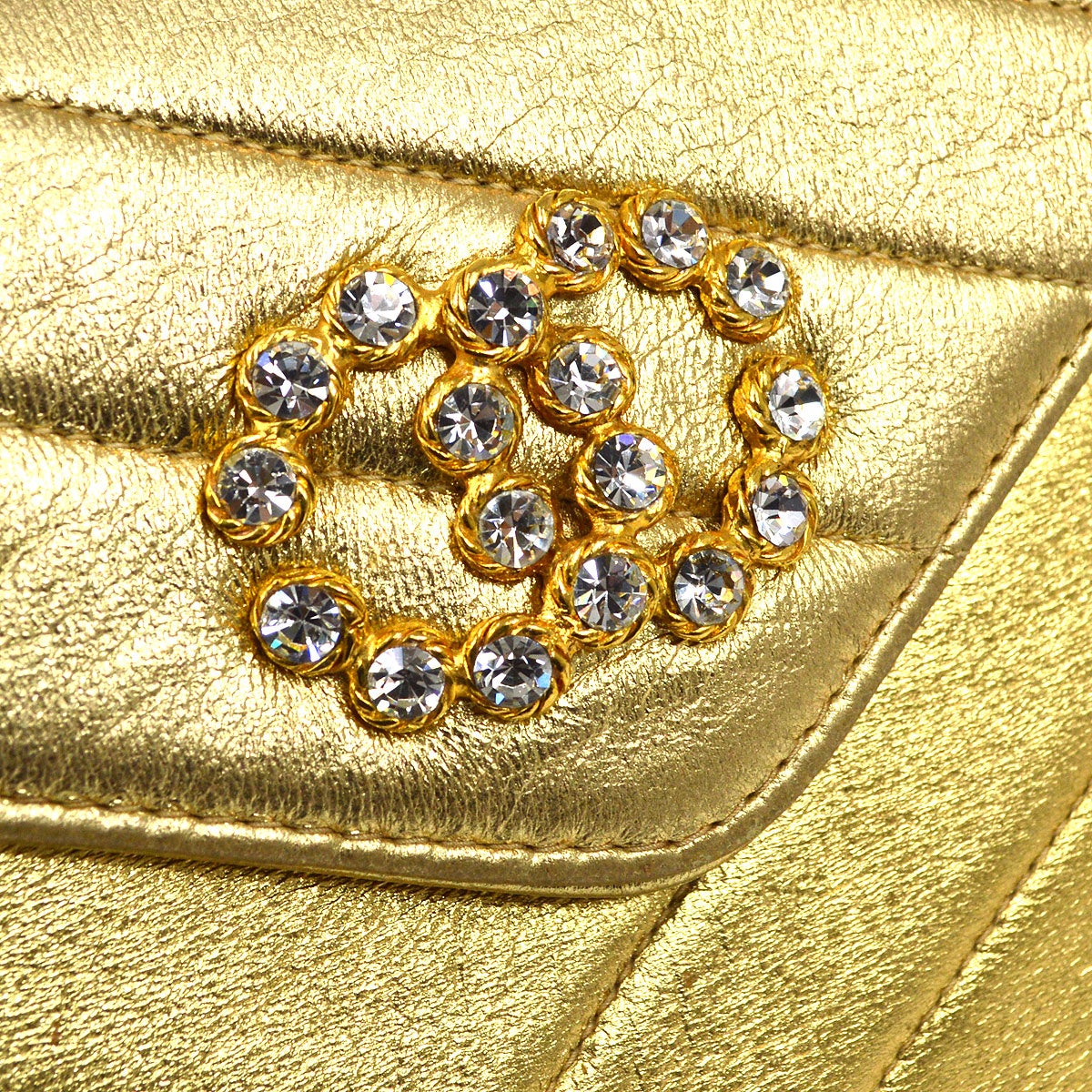 CHANEL 1991-1994 Christal & Gold CC Diagonal Evening Bag