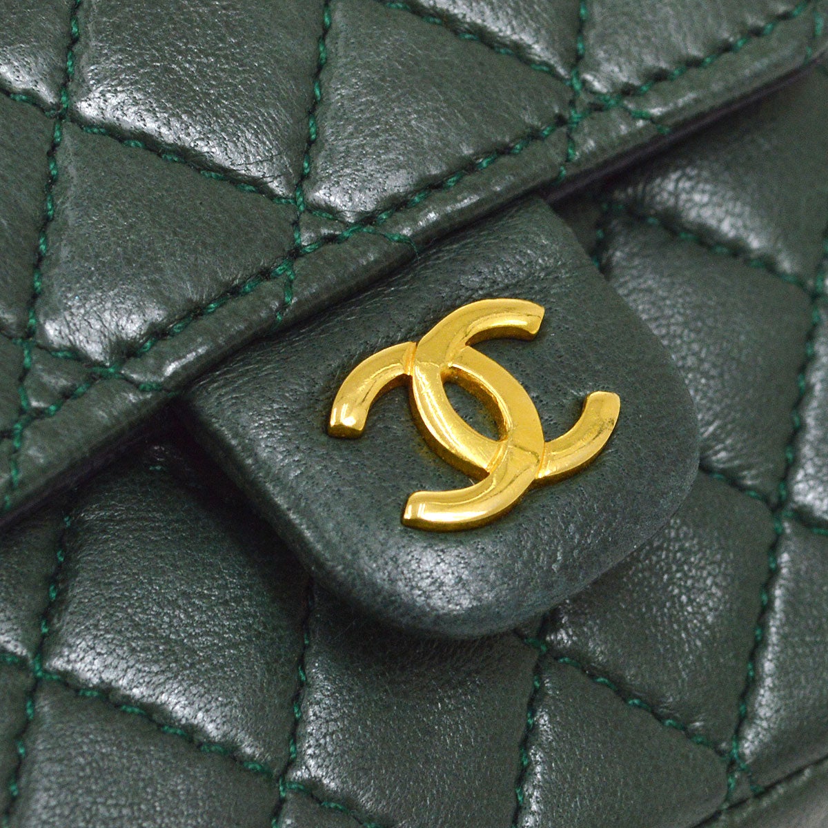 CHANEL 1990s Green Lambskin Belt Bag Micro