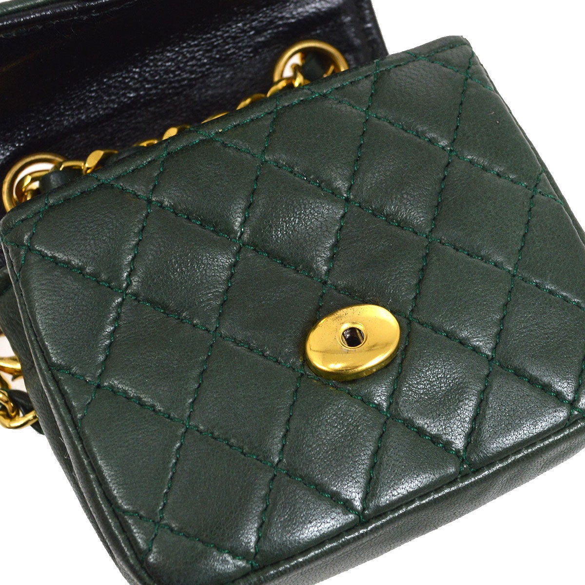 CHANEL 1990s Green Lambskin Belt Bag Micro