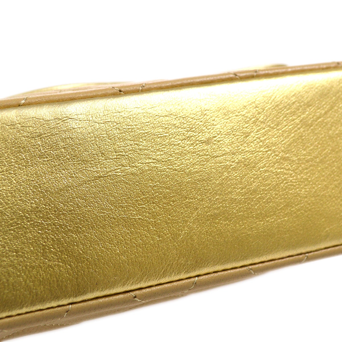 CHANEL 1989-1991 Beige Gold Lambskin Curved Flap Mini