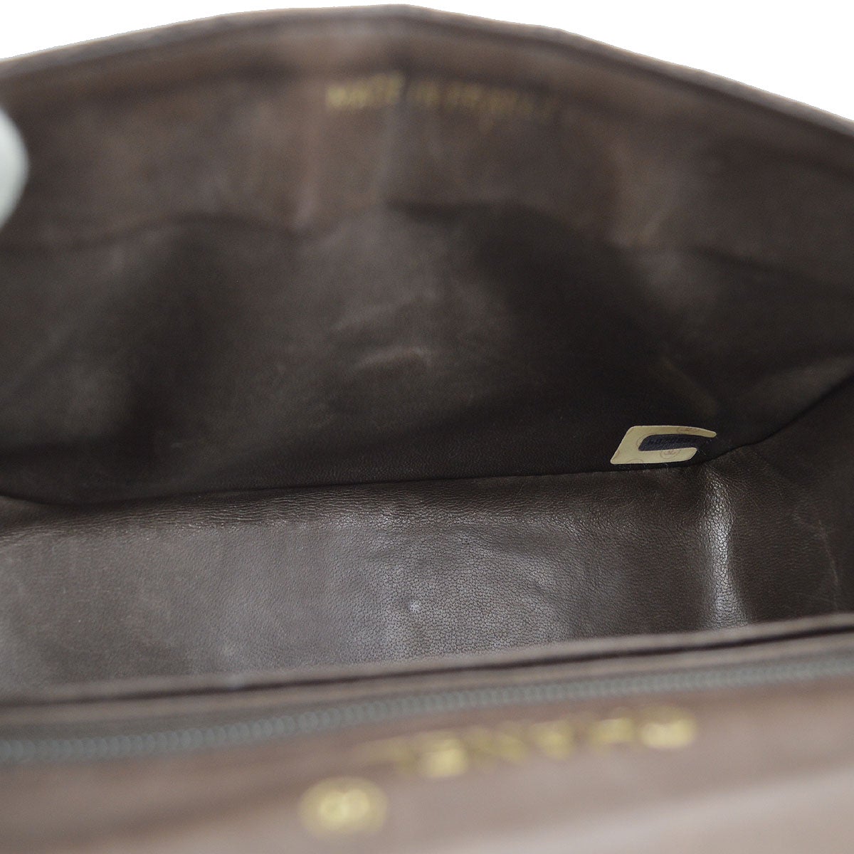 CHANEL 1989-1991 Classic Square Flap 17 Brown Lizard