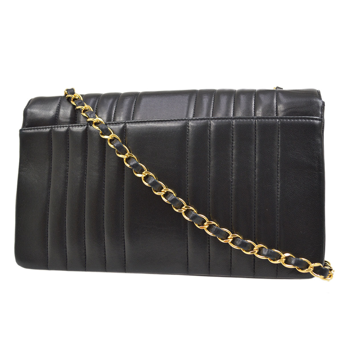 CHANEL Mademoiselle Chain Shoulder Bag Black Lambskin