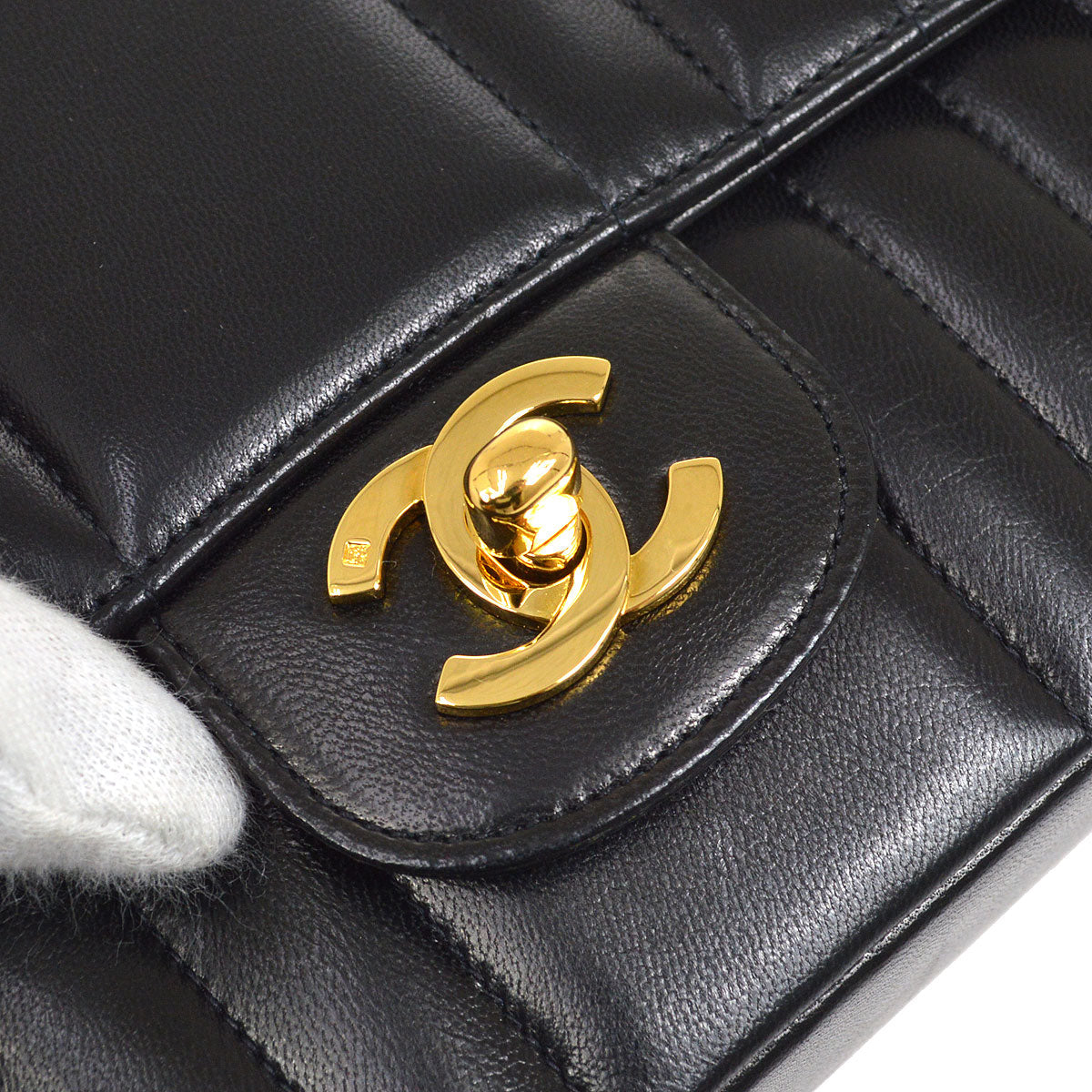 CHANEL Mademoiselle Chain Shoulder Bag Black Lambskin