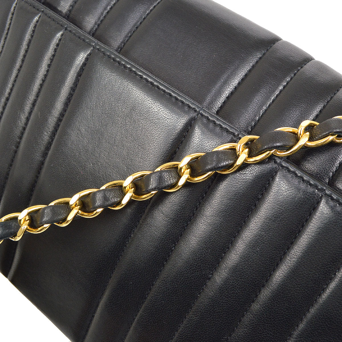 CHANEL Mademoiselle Chain Shoulder Bag Black Lambskin