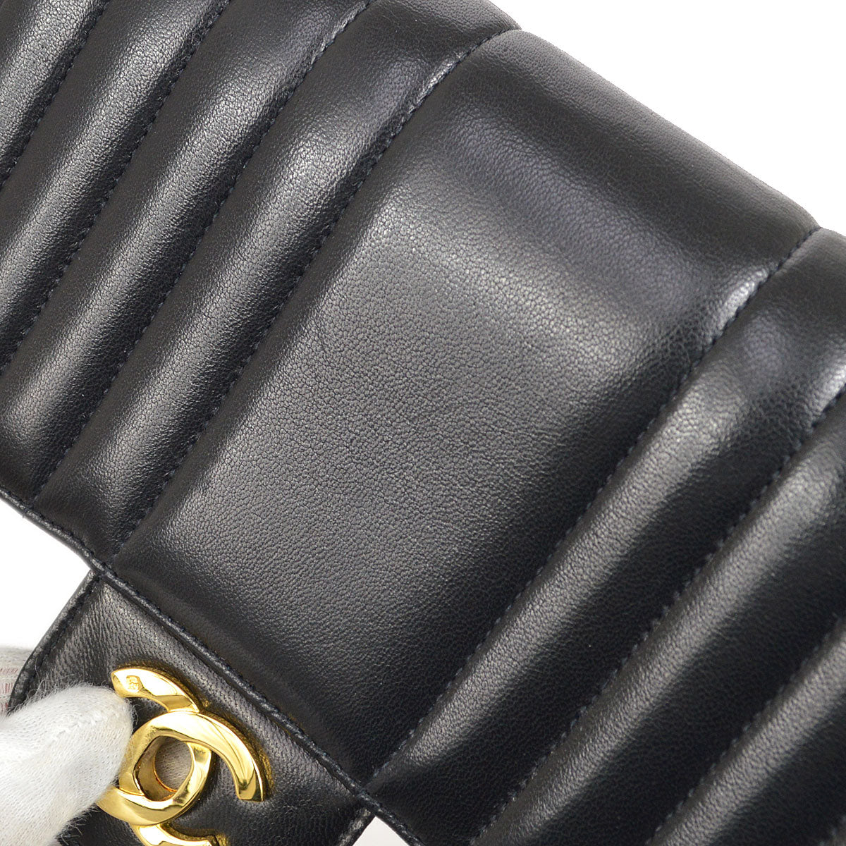 CHANEL Mademoiselle Chain Shoulder Bag Black Lambskin