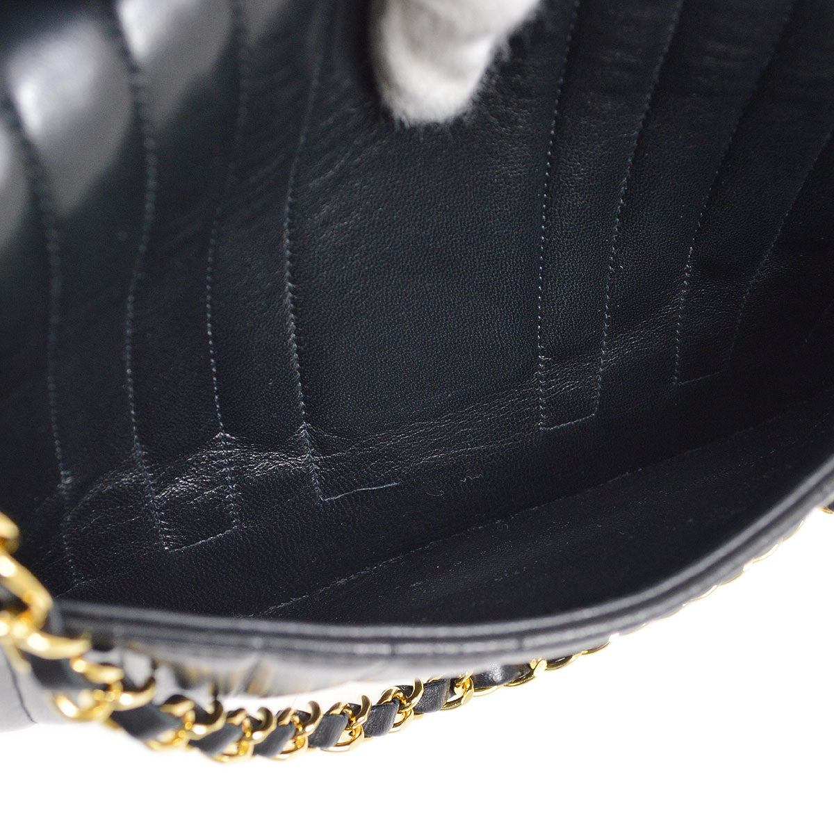 CHANEL Mademoiselle Chain Shoulder Bag Black Lambskin