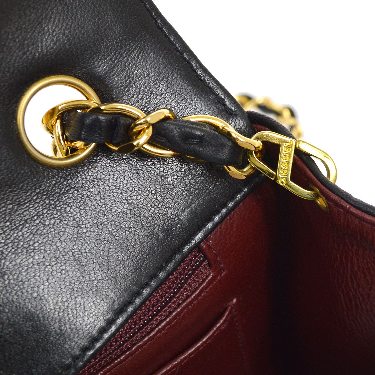 CHANEL Mademoiselle Chain Shoulder Bag Black Lambskin