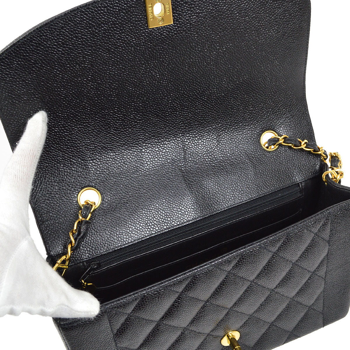 CHANEL 1994-1996 Black Caviar Diana Medium