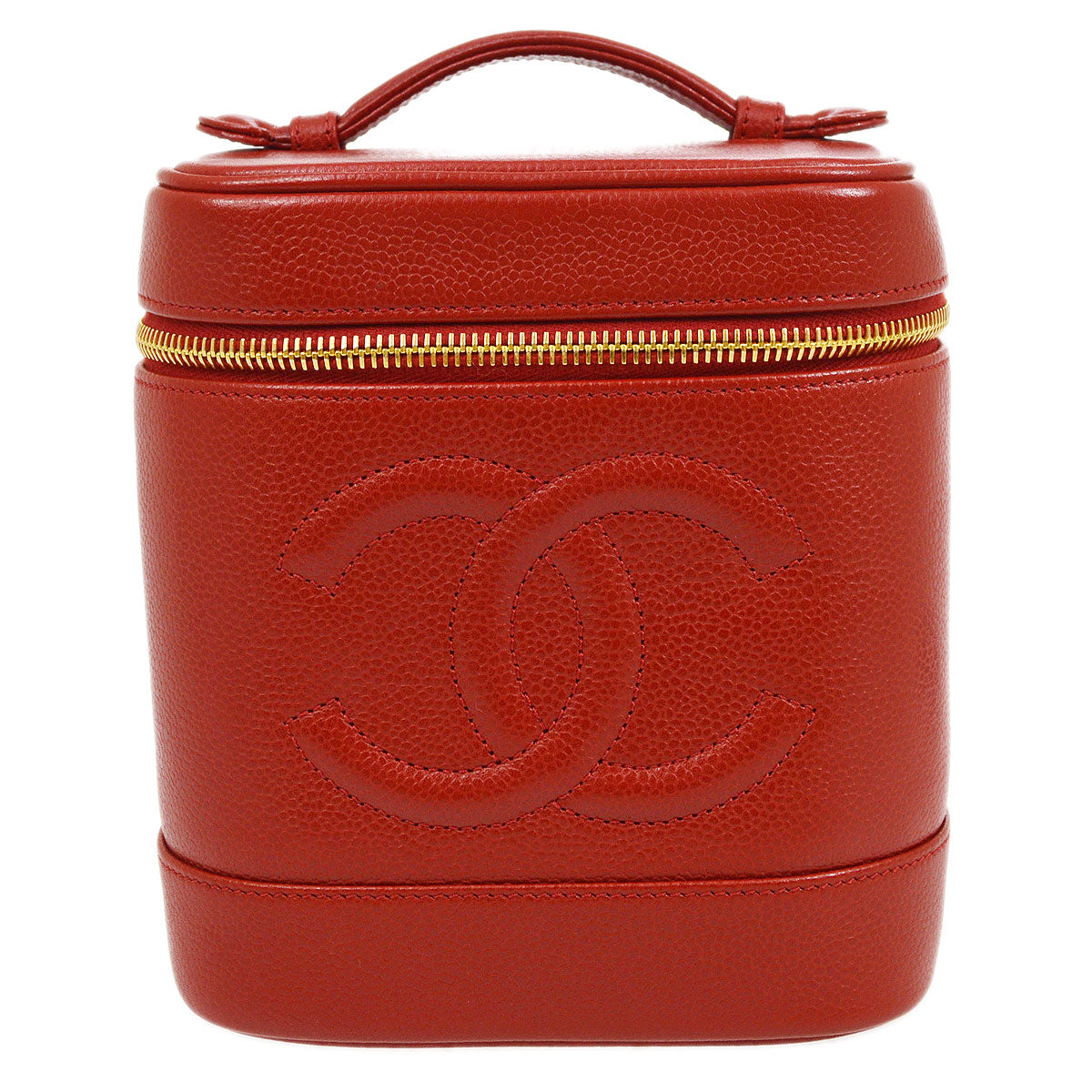 CHANEL 1996-1997 Red Caviar Timeless Vanity Handbag